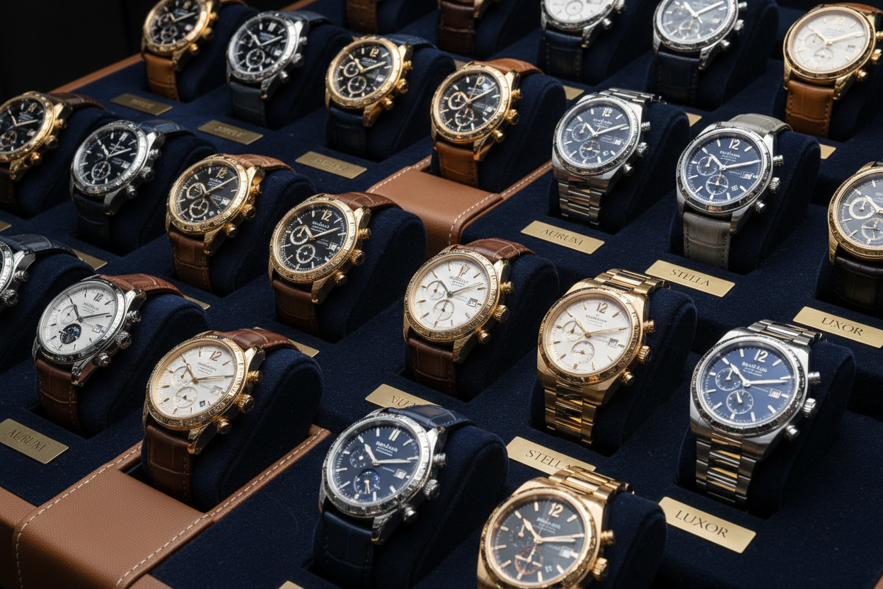 Generate a image of watch collection of luxury
